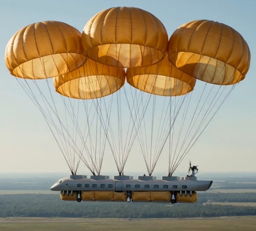 GR parachutes fully deployed